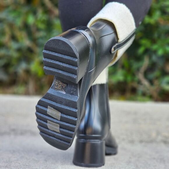 Women's Chunky Block Heel Ankle Boots Black Color - Picture 4 of 5